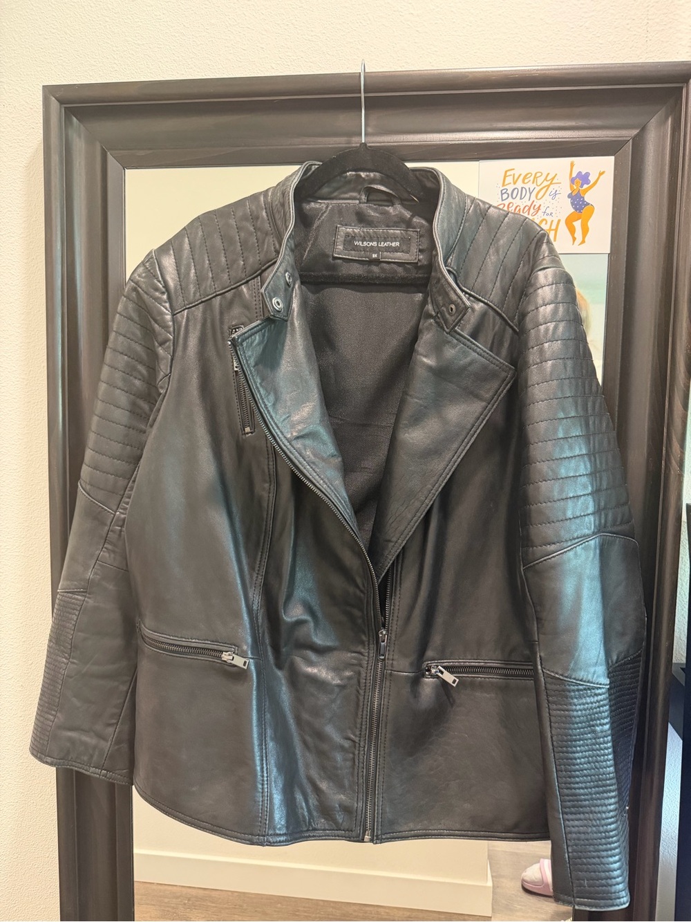 Wilsons Leather Women's Black Quilted Moto Jacket - Size 3X